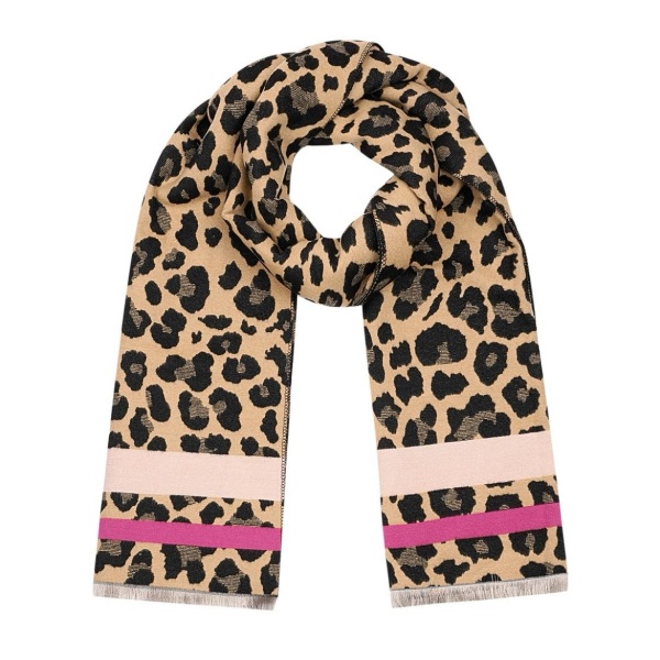 Leopard Scarf - Pink Stripes